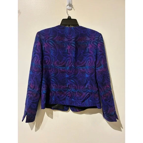 Pendleton Womens Purple Paisley Virgin Wool Blazer Jacket Made in USA Size 8 - Picture 3 of 6